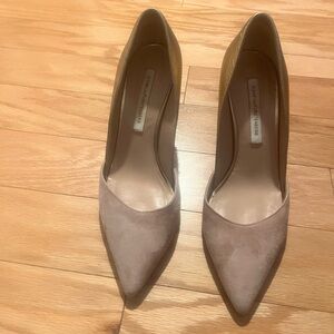 Diane Von Furstenberg Leather and Suede Pumps( gold and beige) 7M
